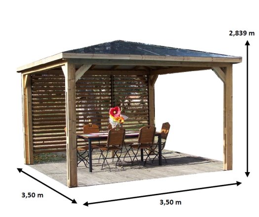 Pool House Blueterm,  THT avec toiture ACP, 3.50 x 3.50 m, 12.25m²