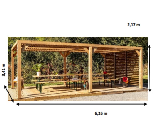 Pergola Thermauvent  avec ventelles mobiles sur mur, THT, 3.40 x 6.20 m, 21.0m²