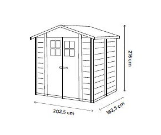 Abri résine Garofalo, 2.02 x 1.62 m, 3,98 m²