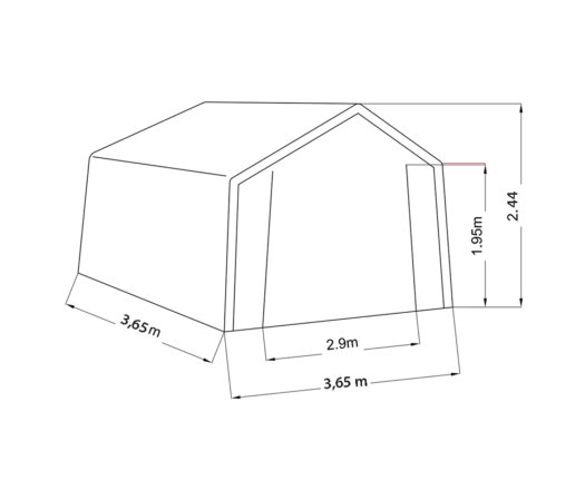 Abri en Toile renforcée, Acier, 3.70 x 3.70 m, 13.70 m²