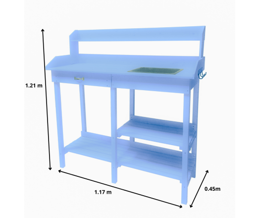 Table multiusages, bois lasurée couleur bleue