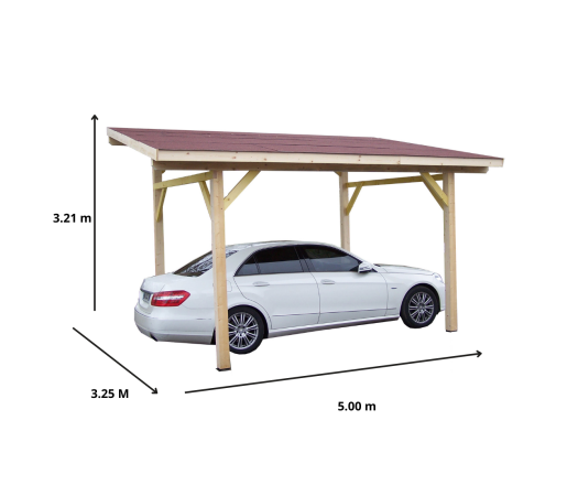 Carport Avento, Epicéa du nord section 120 x 120mm, 3.00 x 3.60m, 16.20m²