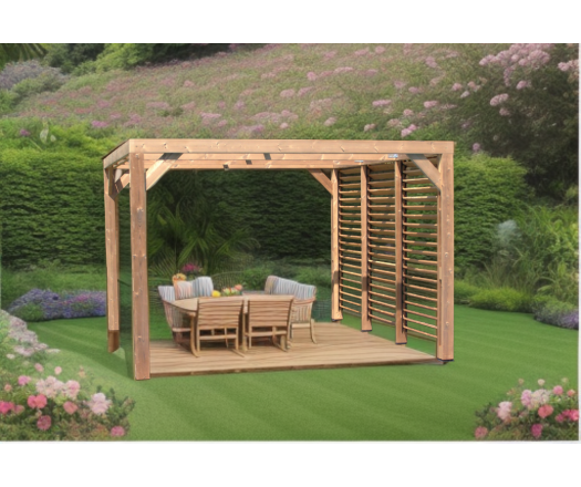 Pergola Thermauvent avec ventelles /1 coté, THT, 3.40 x 3.10m, 10.70m²