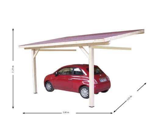 Carport, Epicéa du nord section 120 x 120mm, 3.00 x 3.60m, 16.20m²