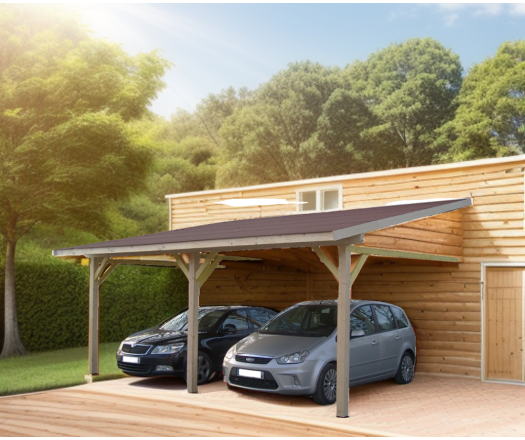 Carport, Epicéa du nord section 120 x 120mm, 3.90 x 5.90m, 28.40m²