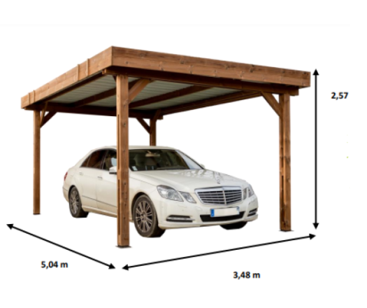 Carport Thones, THT section 40 x 140mm//40 x 120mm, 3.00 x 4.60m, 17.50m²