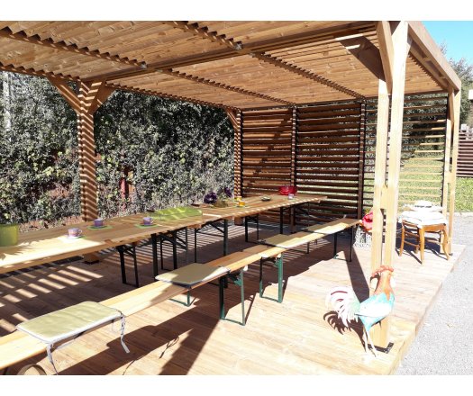 Pergola Thermauvent  avec ventelles mobiles sur mur, THT, 3.40 x 6.20 m, 21.0m²