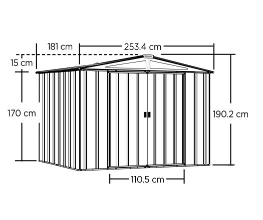 Abri Métal, 2.50 x 1.80m, 4.5m²