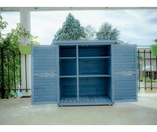 Armoire de rangement  équipée de 3 étages, bois lasurée couleur bleue, 0.40 x 0.90 m, 0.36m²
