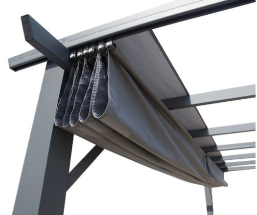 Pergola Bioclimatique, aluminium Gris anthracite Poteaux 10x10 cm, Toile couleur grise, 4.0 x 3.0 m, 12m²