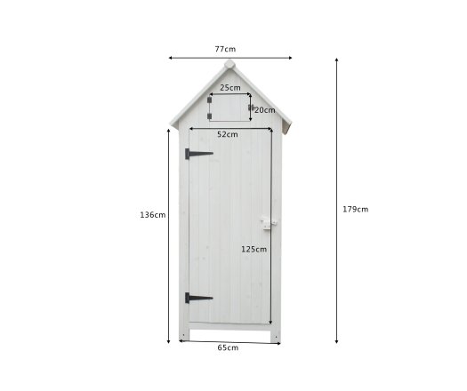 Armoire cabine de rangement équipée de 3 étagères, Bois lasurée finition blanc, 0.65 x 0.44 m,  0.28m²