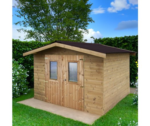 Abri Thermabri, Epicéa THT madriers 28mm, 3.40 x 3.50m, 12m²