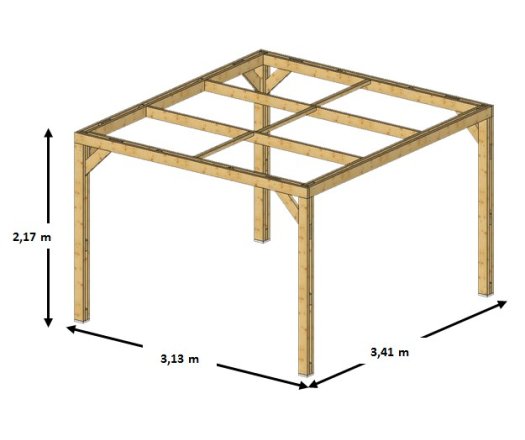 Pergola Thermauvent, Bois Thermo chauffé poteaux 0.12 x 0.12 m, 3.40 x 3.10m, 10.60m²