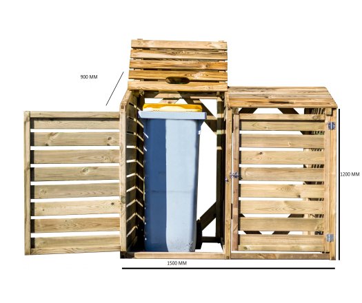 Cache poubelle, bois autoclavé double, 1.50 x 0.90 m, 1.35m²