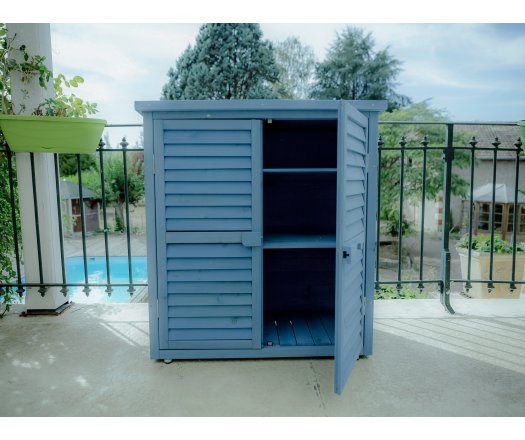 Armoire de rangement  équipée de 3 étages, bois lasurée couleur bleue, 0.40 x 0.90 m, 0.36m²