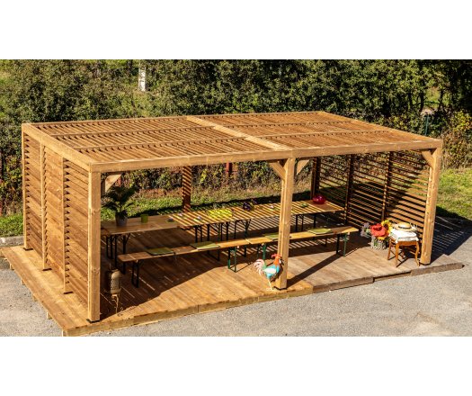 Pergola Thermauvent avec ventelles /Toit et 2 parois THT, 3.40 x 6.20m, 21.30m²