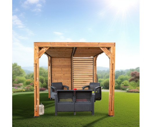 Pergola Thermauvent avec ventelles mobiles sur le toit et un mur, THT, 2.30 x 3.10 m, 7.10m²