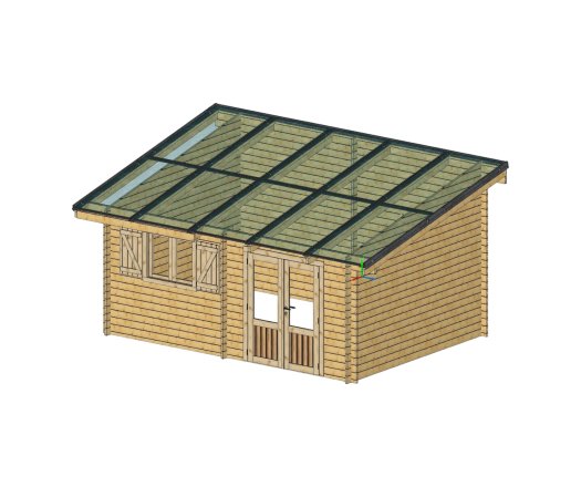 Abri photovoltaïque Lumibois 5kWc, Epicéa massif 42mm, 4.80 x 3.49 m, 16,75 m²