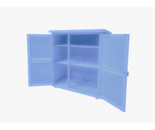 Armoire de rangement  équipée de 3 étages, bois lasurée couleur bleue, 0.40 x 0.90 m, 0.36m²
