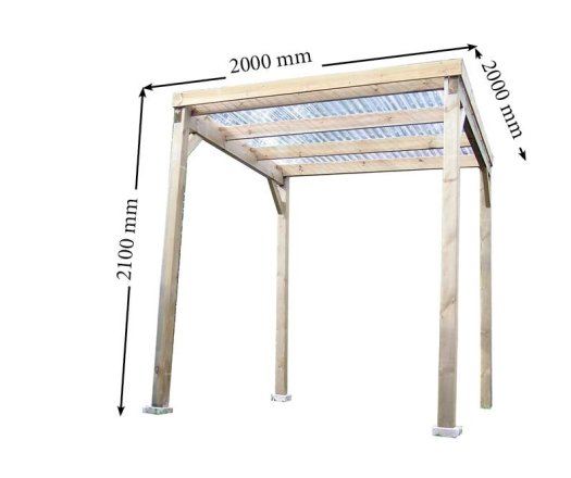 Carport Economique, Pin sylvestre traité autoclave classe III, 2.00 x 2.00m, 4.00m²