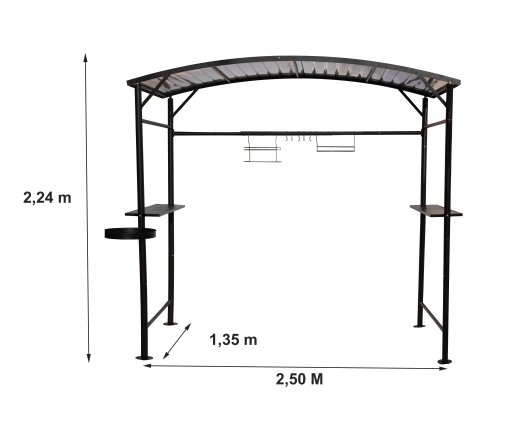 Carport Barbecue, Aluminium 0.8mm, 2.50 x 1.35m, 3.40m²