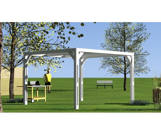 Pergola Thermauvent, Bois Thermo chauffé poteaux 0.12 x 0.12 m, 3.40 x 3.10m, 10.60m²