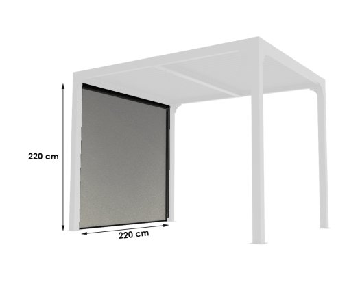 Rideau pour pergola bioclimatique PER 2430 BI avec rail pour côté 2,40 m couleur gris