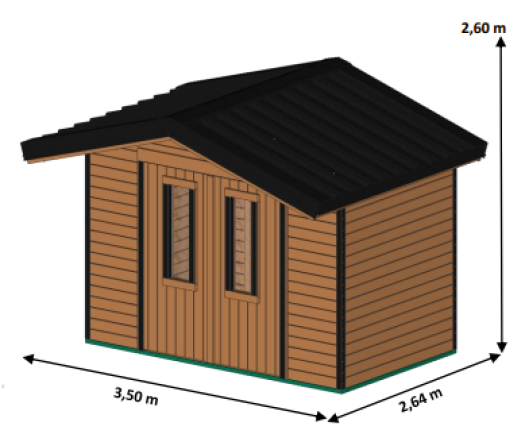 Abri Theta, THT Madriers 28mm, 3.50 x 2.64m, 9.2m²