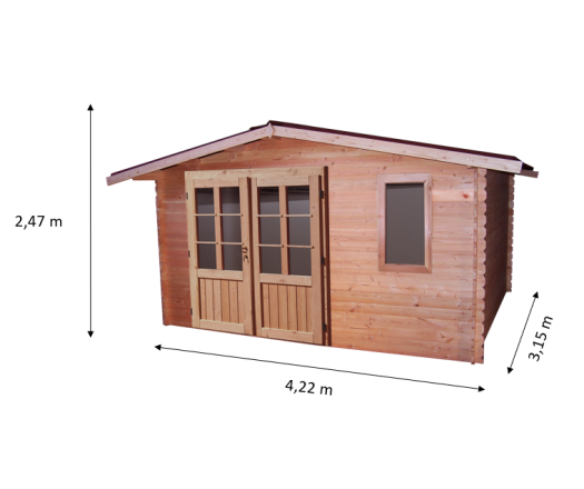Abri Dhana, Douglas Madriers 28mm, 4.00 x 3.00m, 12.00m²