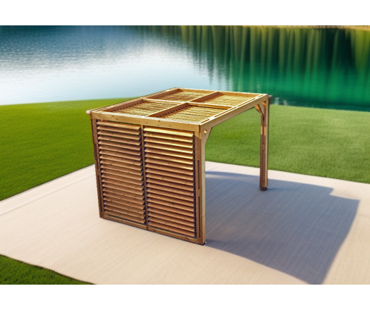 Pergola Thermauvent avec ventelles mobiles sur le toit et un mur, THT, 2.30 x 3.10 m, 7.10m²