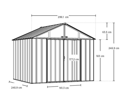 Abri Métal, grand volume, 2.9m x 2.4m, 7.00m²