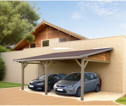 Carport, Epicéa du nord section 120 x 120mm, 3.90 x 5.90m, 28.40m²