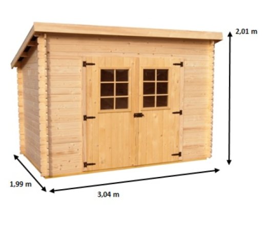 Abri Charente, Epicéa Madriers 20mm, 3.00 x 2.00m, 6.00m²