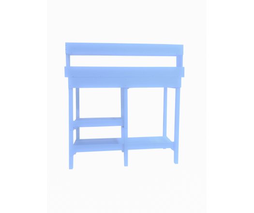 Table multiusages, bois lasurée couleur bleue