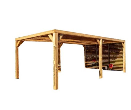 Pergola Thermauvent  avec ventelles mobiles sur mur, THT, 3.40 x 6.20 m, 21.0m²