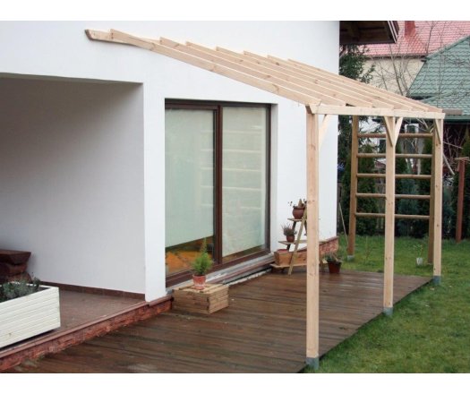 Carport Mural/Pergola Adossable, Pin sylvestre traité autoclave classe III, 3.00 x 5.00m, 15m²