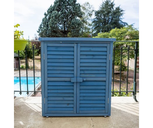 Armoire de rangement  équipée de 3 étages, bois lasurée couleur bleue, 0.40 x 0.90 m, 0.36m²