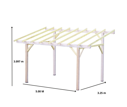 Carport Avento, Epicéa du nord section 120 x 120mm, 3.00 x 3.60m, 16.20m²