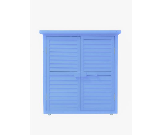 Armoire de rangement  équipée de 3 étages, bois lasurée couleur bleue, 0.40 x 0.90 m, 0.36m²