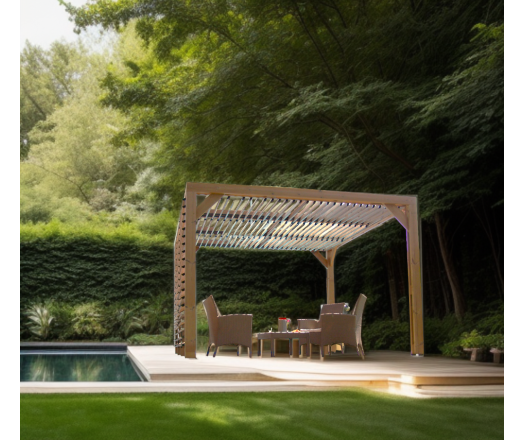 Pergola Thermauvent avec ventelles et un mur, THT, 3.10 x 3.40m, 10.60m²