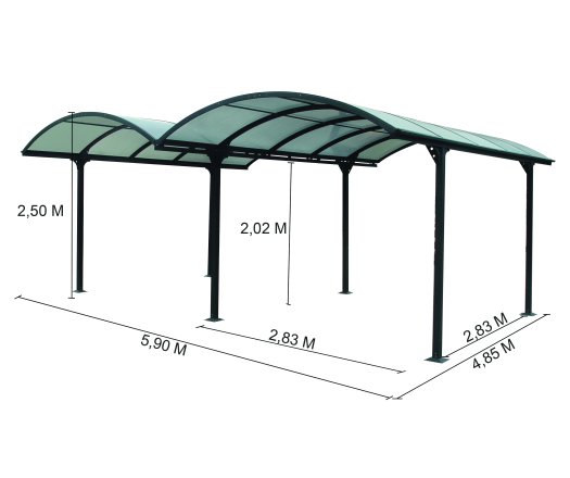 Carport, Aluminium 1.4mm, 5.90 x 4.80m, 28.00M²