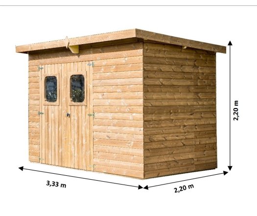 Abri Theora, THT panneaux 19mm, 3.40 x 2.20m, 7.35m²