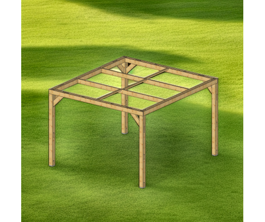 Pergola Thermauvent, Bois Thermo chauffé poteaux 0.12 x 0.12 m, 3.40 x 3.10m, 10.60m²