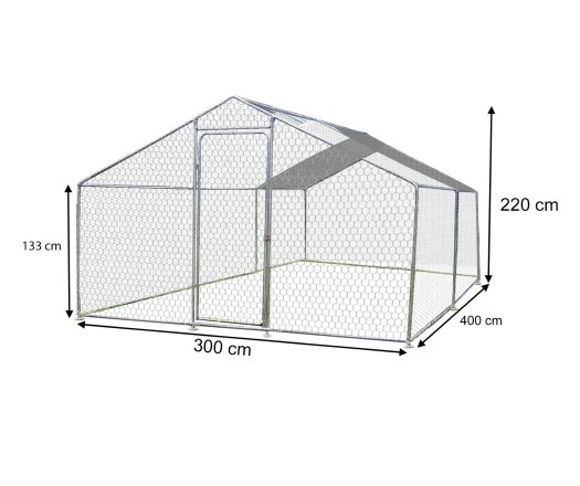 Enclos parc grillagé pour animaux, Acier, 3.00 x 4.00m, 12m²