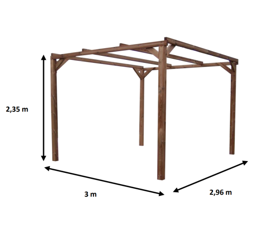 Pergola Thonon, THT  sans couverture, 3.00 x 3.00 m, 9.00m²