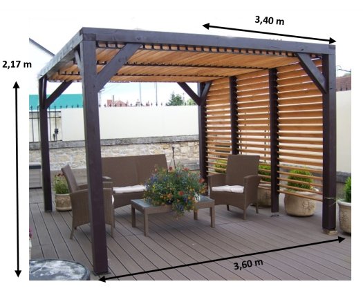 Pergola Veneto, Bois, 3.40 x3.60m,  12.20m²