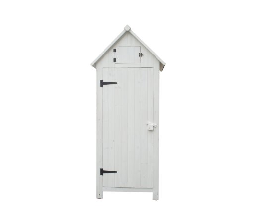 Armoire cabine de rangement équipée de 3 étagères, Bois lasurée finition blanc, 0.65 x 0.44 m,  0.28m²