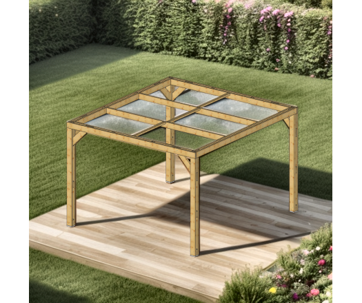 Pergola Thermauvent, Bois Thermo chauffé poteaux 0.12 x 0.12 m, 3.40 x 3.10m, 10.60m²