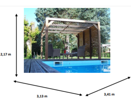 Pergola Thermauvent   avec ventelles mobiles sur le toit et un mur avec visserie inox, THT, 3.10 x 3.40m, 10.5m²