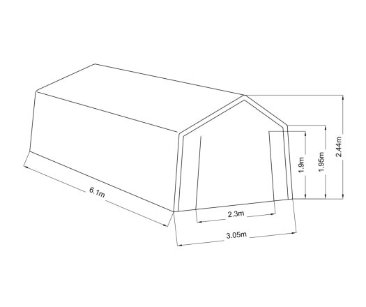 Abri en Toile renforcée, Acier, 3.0 x 6.10 m, 18.3 m²